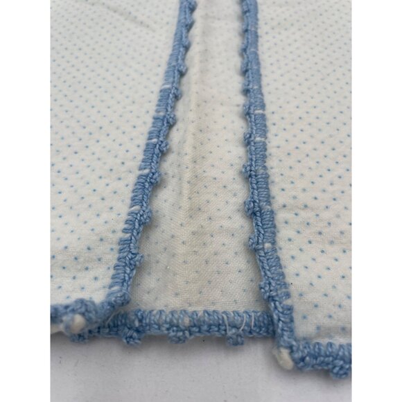 Vintage Baby Kimona Robe Layette Flannel Gown Blue Polka Dots & Crochet Trim - Picture 4 of 6